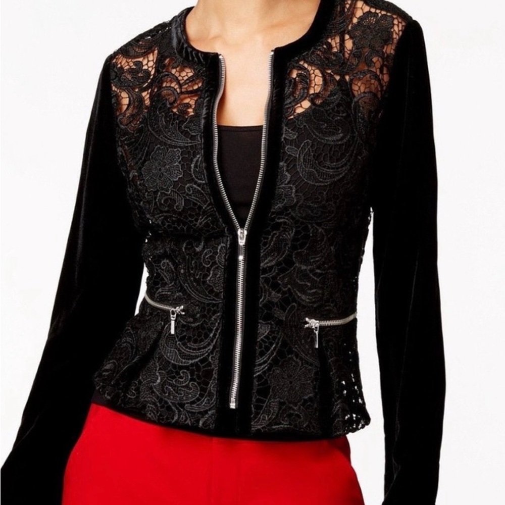 NWOT INC XL  Black Lace and velvet Blazer